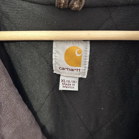 Y2K Carhartt Quilted Hooded Active Jacket “Dark Brown” WJ130 - Picture 11 of 11